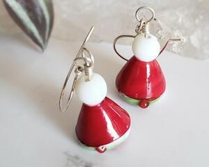Santa Hat Sterling Silver Christmas Earrings