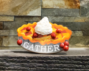 Cherry pie shelf sitter with whipped cream