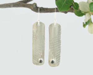 Sterling Silver Black Onyx Bar Earrings