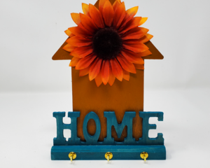 Home Key Sign Copper and Teal with orange sunflower