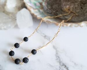 Lava Rock Gold Sterling Necklace