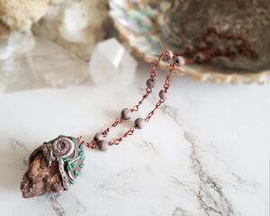 Druzy Quartz Polymer Clay Copper Necklace
