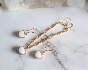 Milk Quartz Sterling Silver Bracelet and Earrings Set