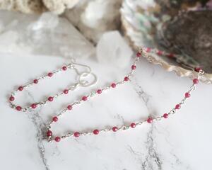 Fine Silver Ruby Necklace and Bracelet Jewelry Set