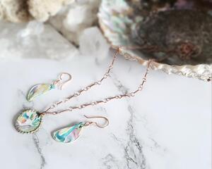 Watercolor Copper Necklace and Earrings Jewelry Set