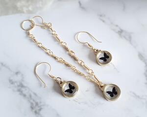 Gold Sterling Butterfly Earrings and Bracelet Jewelry Set
