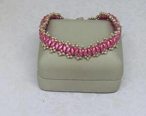 Think Pink Cancer Awareness Silver Picot Superduo Bracelet