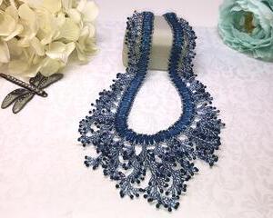 Blue Fringe Beadweaving Necklace