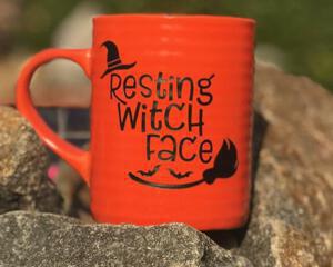 Resting Witch Face engraved coffee mug