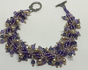 Handmade Purple Pink Shaggy Spiral Beadweaving Bracelet