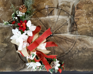 Snowman bicycle wheel wreath