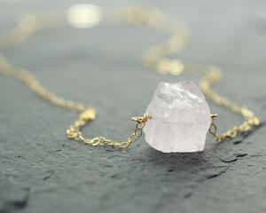 Raw Rose Quartz Minimal Necklace