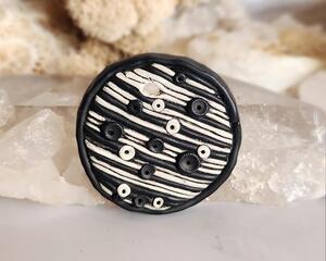 Black and White Pop Art Polymer Clay Pendant