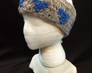 Grey with blue hearts