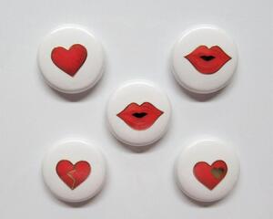 Refrigerator Magnets, Hearts and Lips