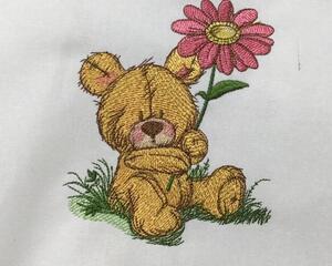 Embroidered Teddy Bear Quilt block