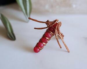 Ruby and Copper Dragonfly Ring