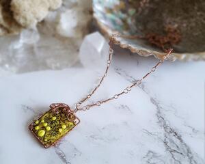 Floral Polymer Clay Copper Necklace