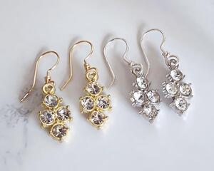 Silver and Gold Crystal Bridal Earrings