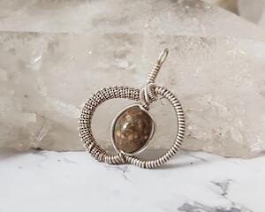 Mosaic Jasper Sterling Silver Asymmetrical Pendant