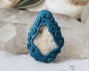 Illinois Druzy Quartz Blue Polymer Clay Pendant