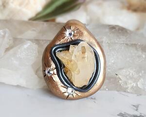 Arizona Quartz Cluster and Swarovski Crystal and Polymer Clay Pendant