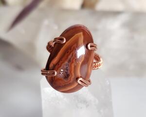 Great Lakes Agate Copper Wire Wrapped Ring
