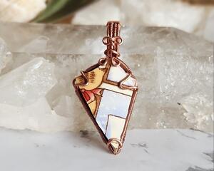 Christmas Dish Copper Wire Wrapped Pendant