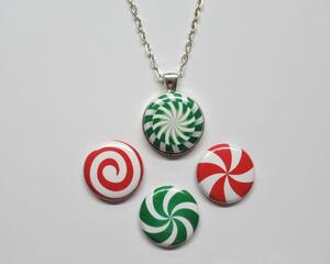 Magnetic Pendant Necklace with Interchangeable Magnets, Christmas Candy