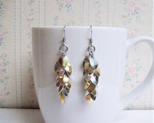 Scalemaille Earrings - Tiny Shaggy Scales, Gold and Silver