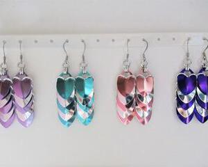 Scalemaille Earrings - 5 Scales with Silver