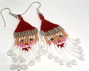 Handmade Christmas Santa Face Fringe Earrings