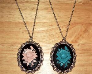 Victorian Cameo Pendant Necklace, Dusty Rose