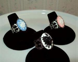 Victorian Rose Cameo Adjustable Ring with Filigree Band