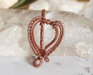Copper Wire Wrapped Heart Pendant