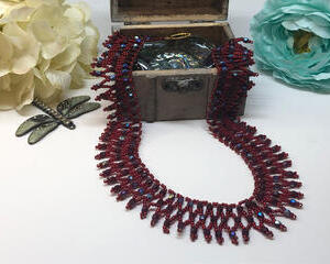 Handmade Red Queen of the Nile Netting Statement Necklace