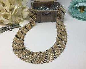 Handmade Gold Black Netting Beadweaving Necklace