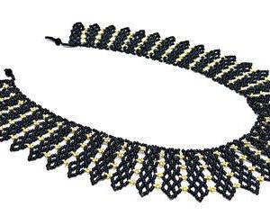 Handmade Black Gold Spike Beadweaving Necklace