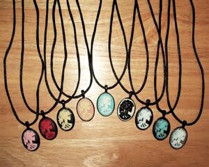 Cameo Pendant Necklace, Lolita Skull, Black Pendant Tray