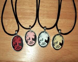 Cameo Pendant Necklace, Lolita Skull, Silver Pendant Tray