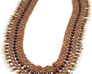 Handmade Mauve Swarvoski Crystal Netting Beadweaving Necklace