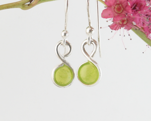 Tiny Chartreuse Fine Silver Earrings