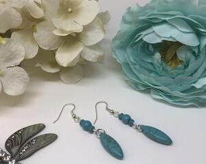 Handmade Turquoise Stone Oval Points Dangle Earrings