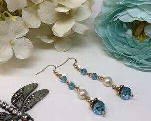 Handmade Aqua Drop Pearl Earrings