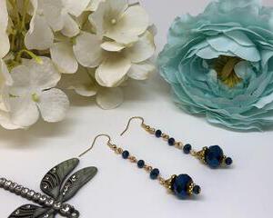 ​Handmade Metallic Blue Drop Earrings​