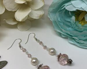 Handmade Pink Drop Pearl Earrings