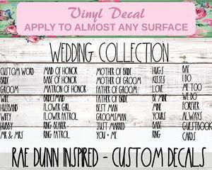 rae dunn wedding decal