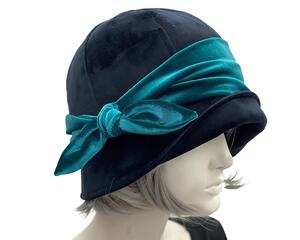 Vintage style formal velvet hat with velvet band and bow