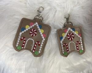 Embroidered Gingerbread House Sanitizer Holder