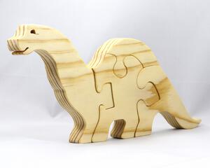 Wood Dinosaur Puzzle, Simple Four Pieces, Handmade and Finished